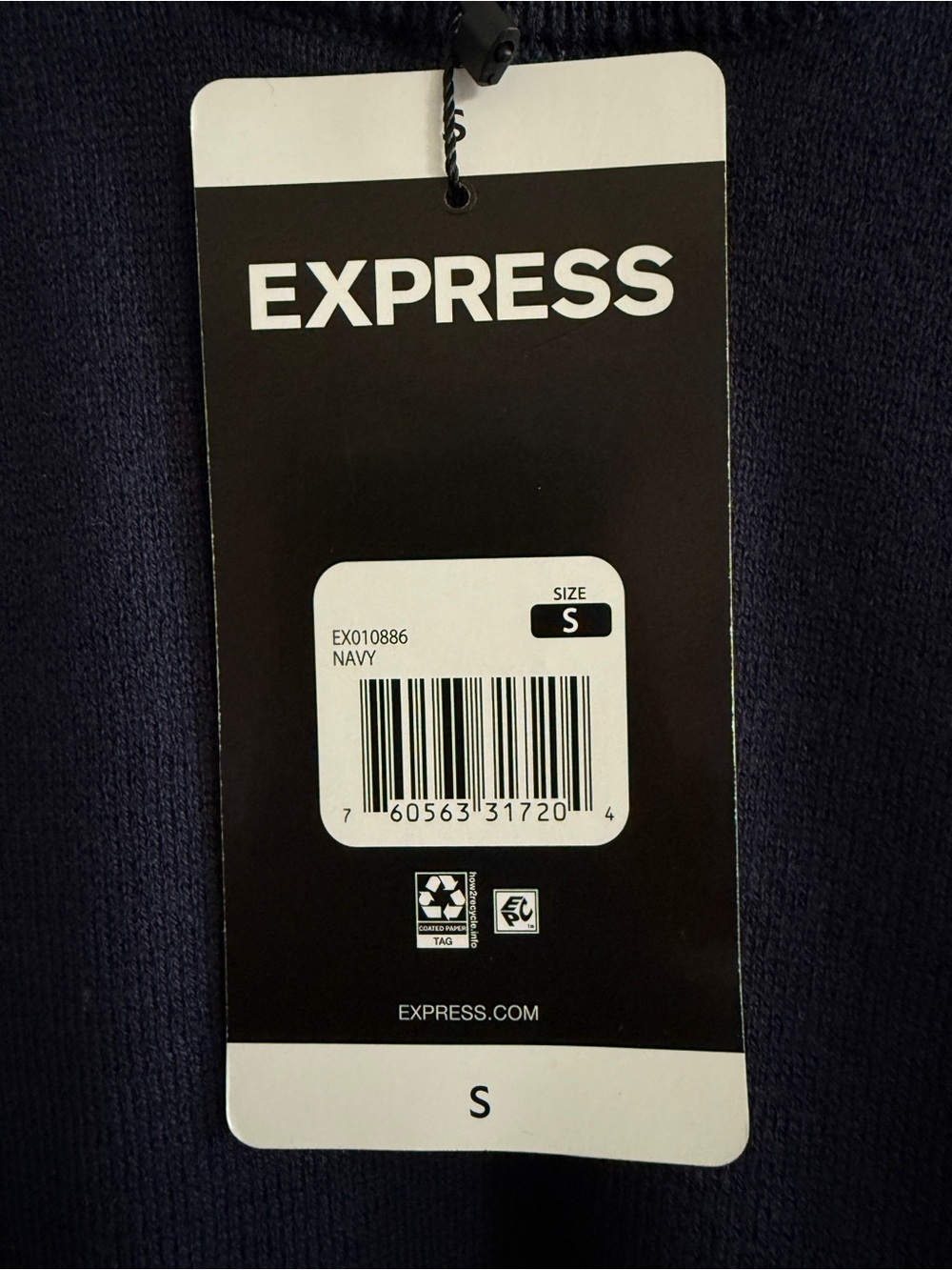 Express Men’s Navy Crewneck Sweater Size S - Picture 5 of 7